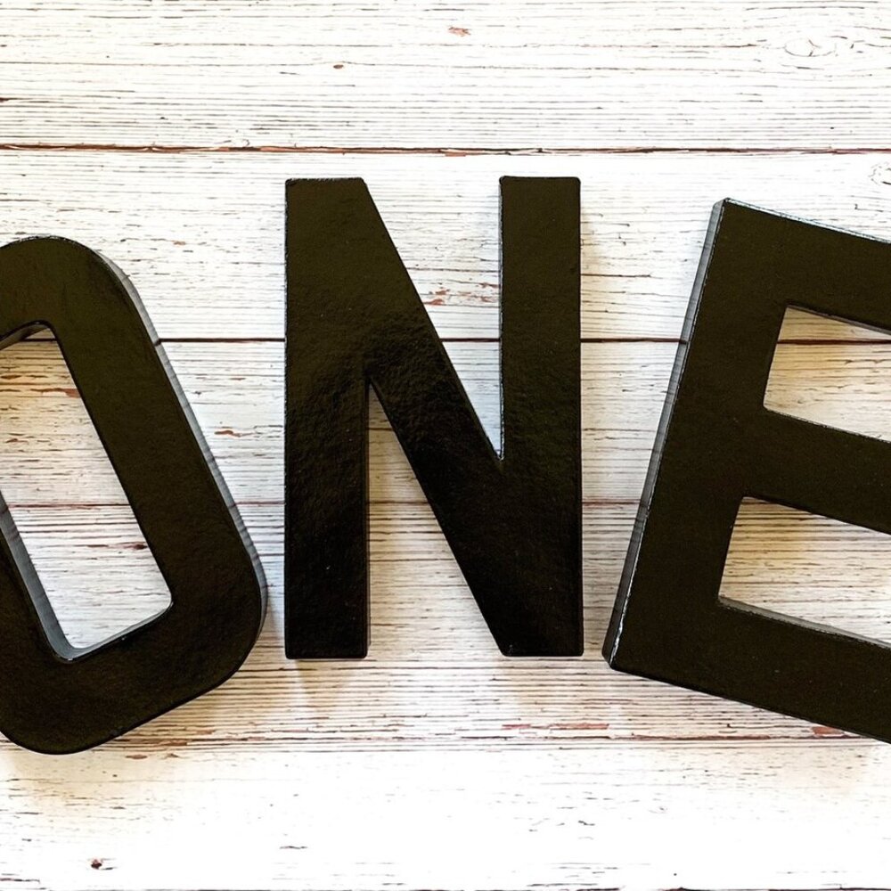 Black Stand Up ONE Letter Sign-First Birthday-Photo Prop-Party Decor-Cake Smash